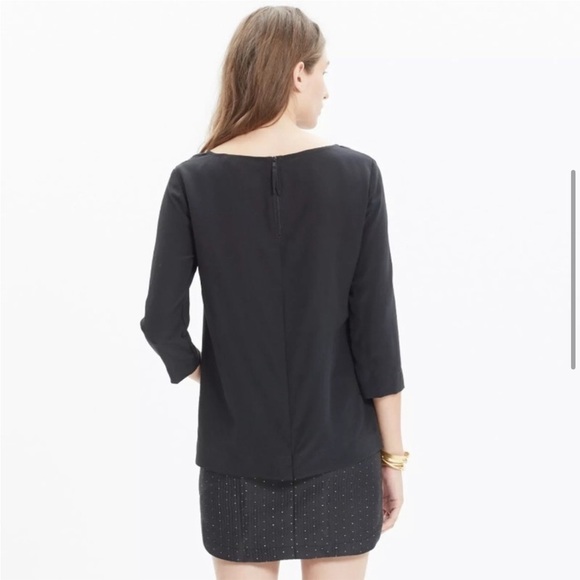 Madewell Silk Retrospect Top In True Black Size Small - Picture 3 of 11